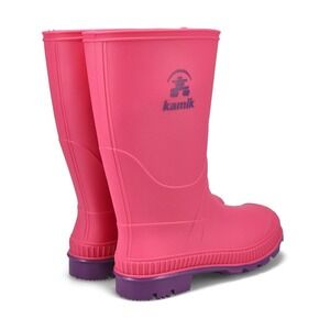 Kamik Stomp Kids Pink Rose Waterproof Rain Boots Youth Size 5 Made in Canada NEW